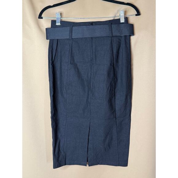 Unique Vintage Black Belted Wiggle Skirt M NWOT - Picture 5 of 5